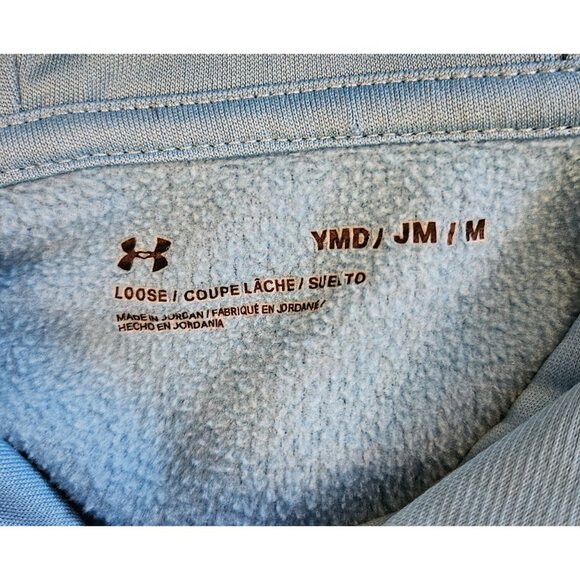 Under Armour Pullover Hoodie Youth Girls size Medium Turquoise Blue Logo - Picture 5 of 8